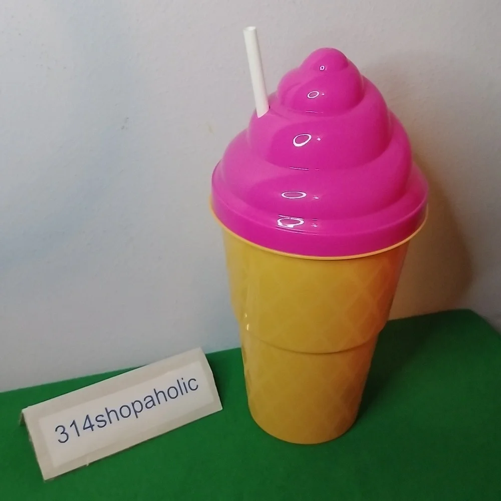 Big Ice Cream Cone Shaped Tumbler With Straw